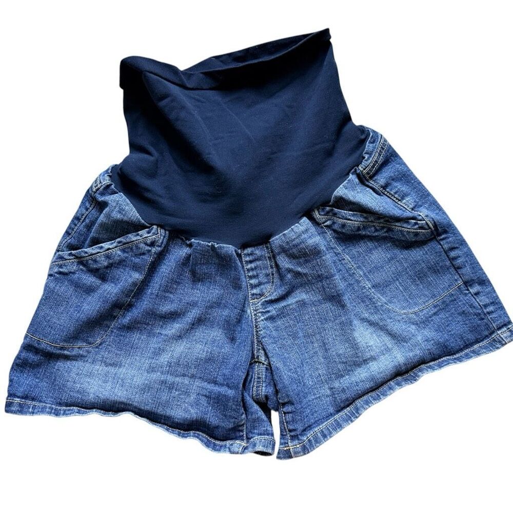 Womens Oh Baby by Motherhood Maternity Full Panel Jean Shorts - Sz L